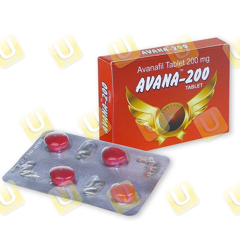 Confezione di avanafil 200 mg con blister da quattro compresse