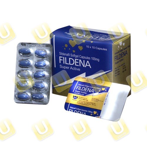 Confezione indiana di Fildena Super Active, sildenafil in capsule molli da 100&nbsp;mg