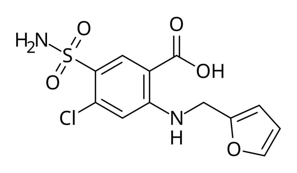 Struttura chimica della furosemide, diuretico dell ansa con gruppo sulfonamidico