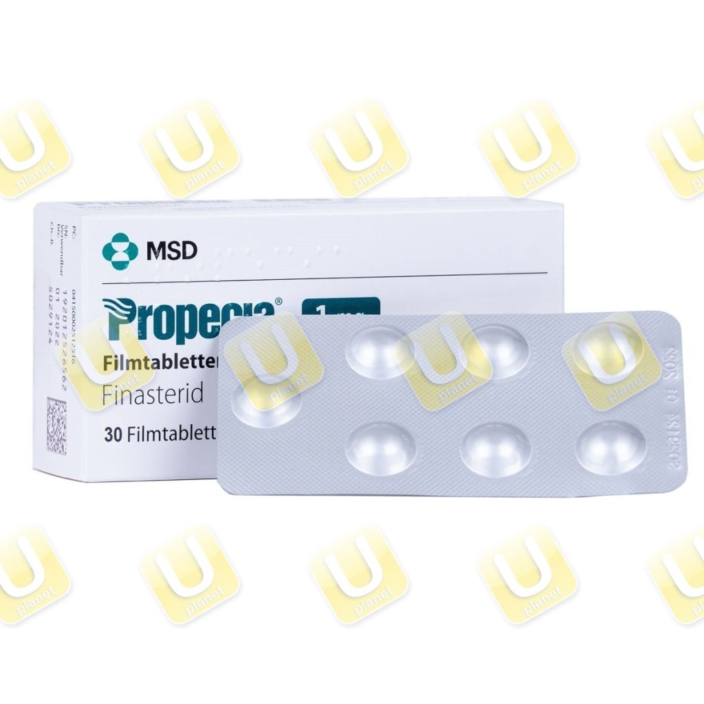 Confezione di Propecia, finasteride 1&nbsp;mg, trenta compresse rivestite