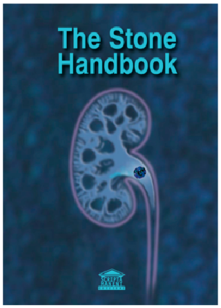 Cover of The Stone Handbook, a kidney and a stone on a blue background